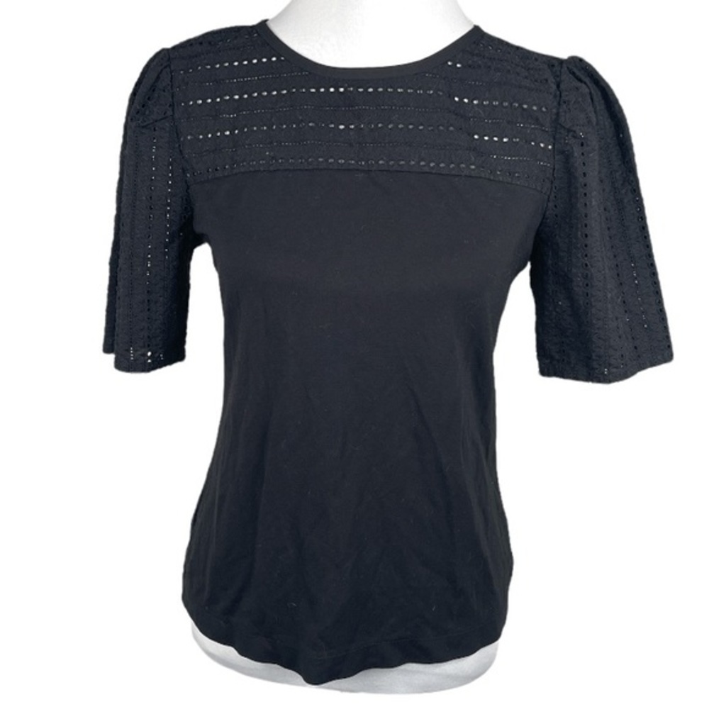 Ann Taylor Embroidered Detailed Blouse Black Size Small